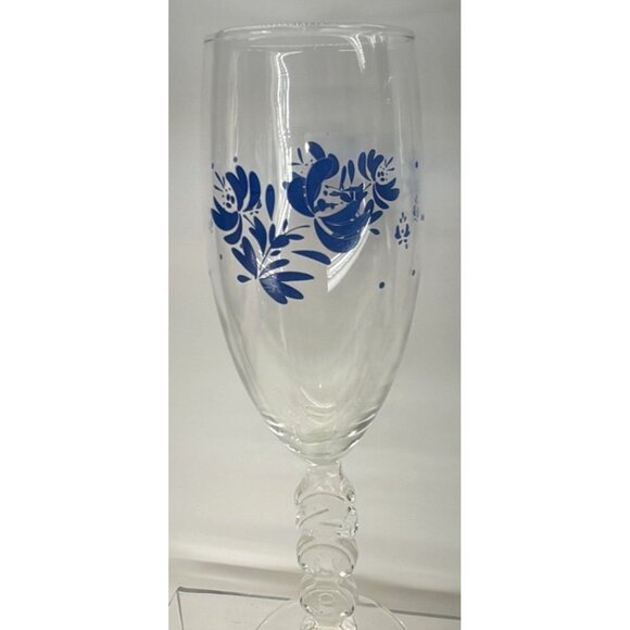 Vintage Millennium New Years 2000 Blue Floral Champagne Flutes With Ornate "2000 - Picture 2 of 3